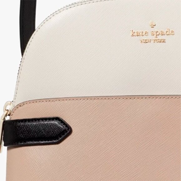 S Kate Spade Staci Dome Backpack Beige & White Saffiano Leather Bag KG022 NWT main image 4